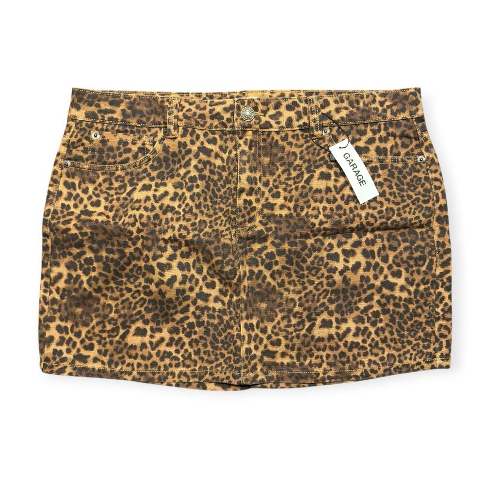Garage Cheetah Print Mini Cargo Skirt Large Retro Bohochic Y2K Animal Print